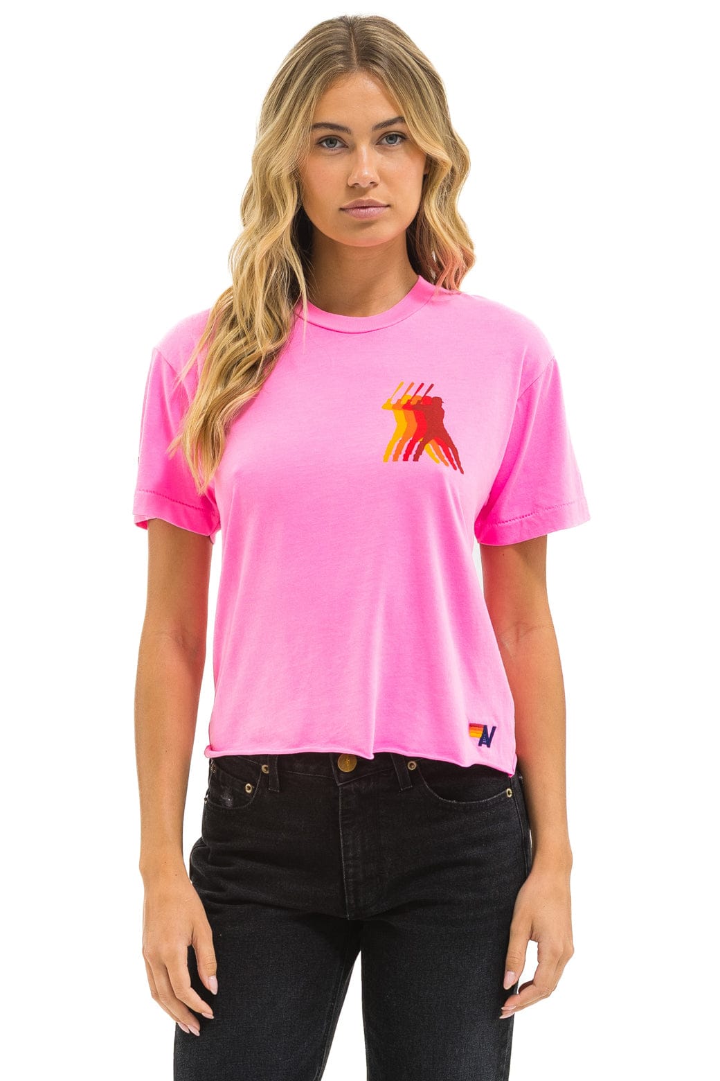 Retro PHILLIES AVIATOR NATION BOYFRIEND TEE - NEON PINK