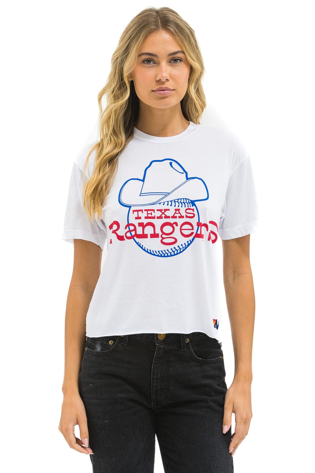 Retro TEXAS RANGERS BOLT WOMENS BOYFRIEND TEE - WHITE