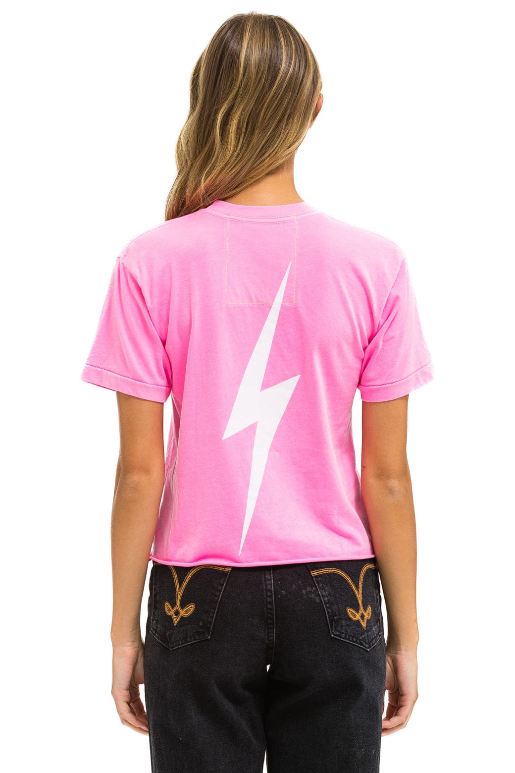 Retro UNIVERSITY OF TEXAS BOLT HOOKEM BOYFRIEND TEE - NEON PINK