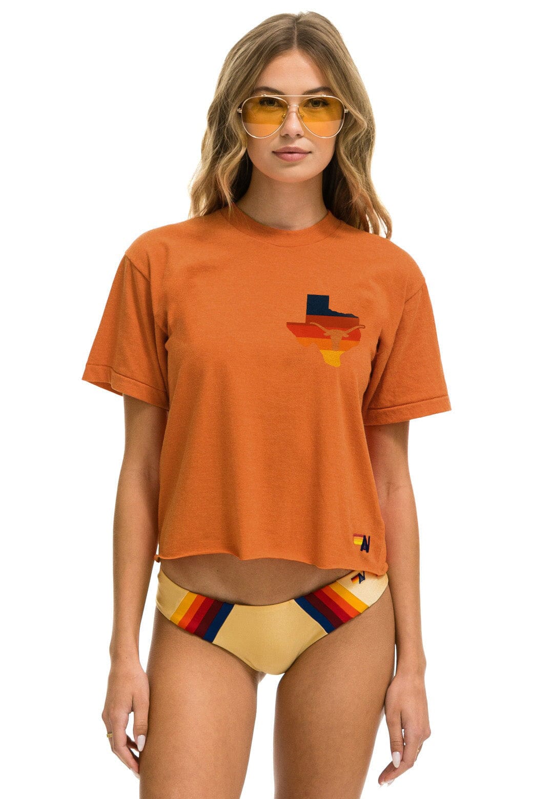 Retro UNIVERSITY OF TEXAS STATE LOGO BOYFRIEND TEE - BURNT ORANGE