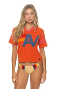 Retro LOGO V-NECK JERSEY BOYFRIEND TEE - VINTAGE ORANGE VINTAGE RED