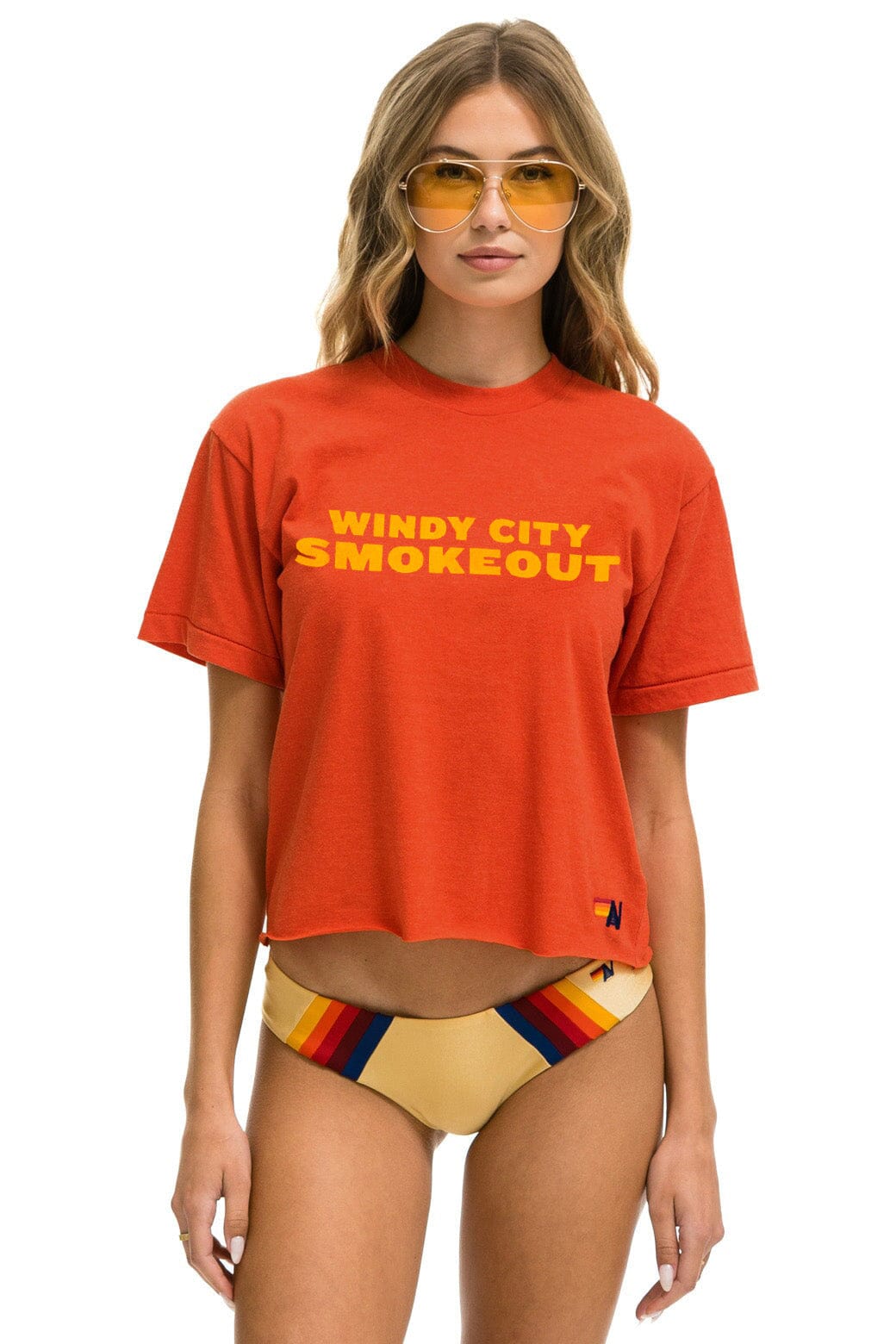 Retro WINDY CITY SMOKEOUT 2025 BOYFRIEND TEE SHIRT - ORANGE