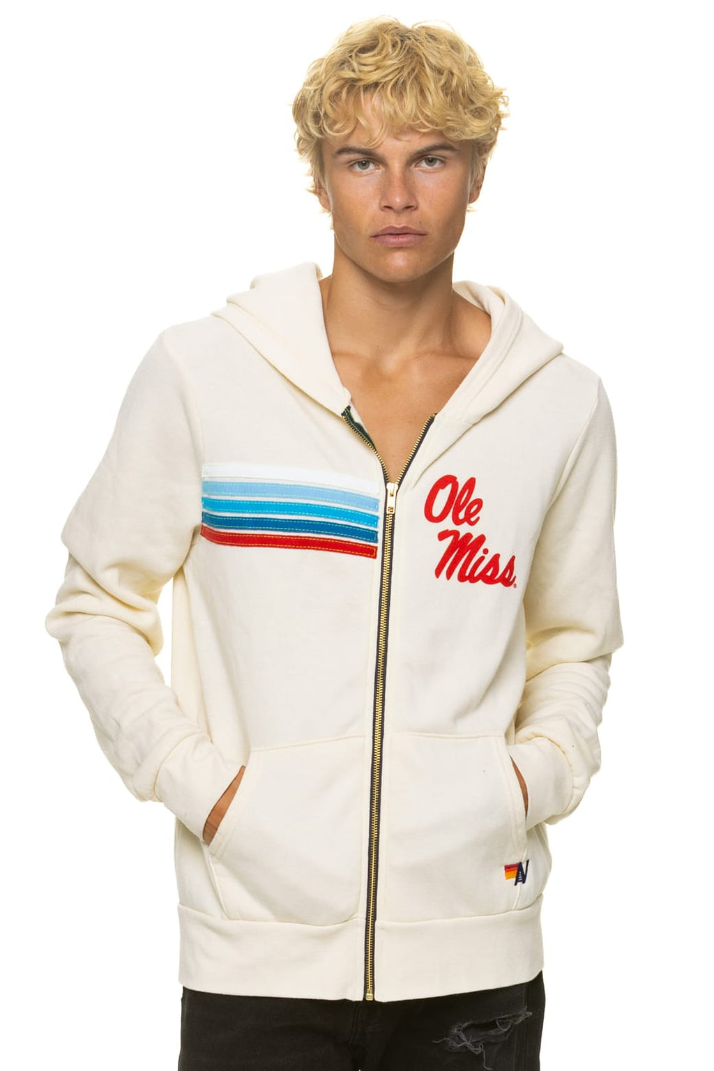 Retro OLE MISS 2026 ZIP HOODIE - VINTAGE WHITE
