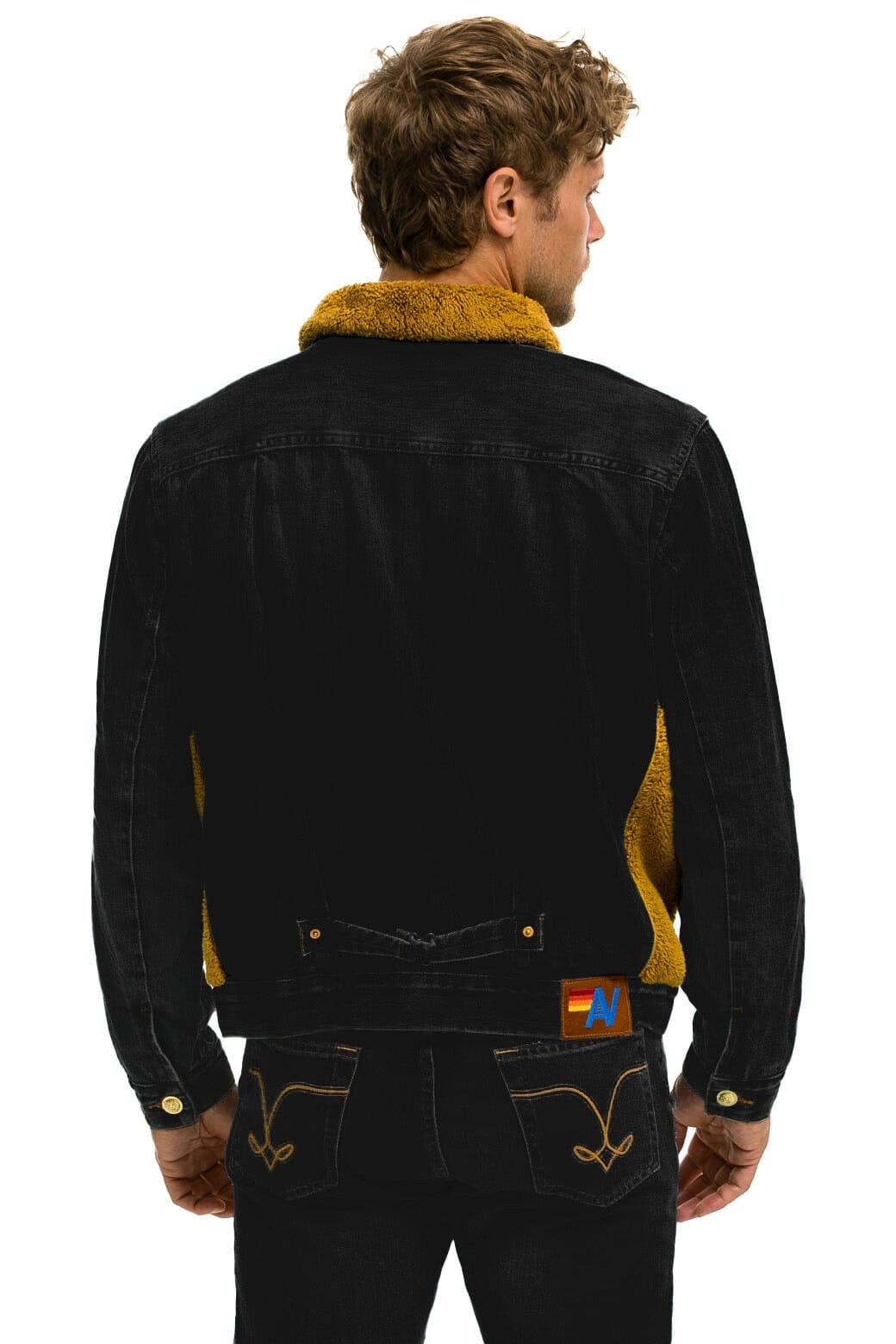Retro ASPEN SHERPA UNISEX DENIM JACKET - BLACK HONEY