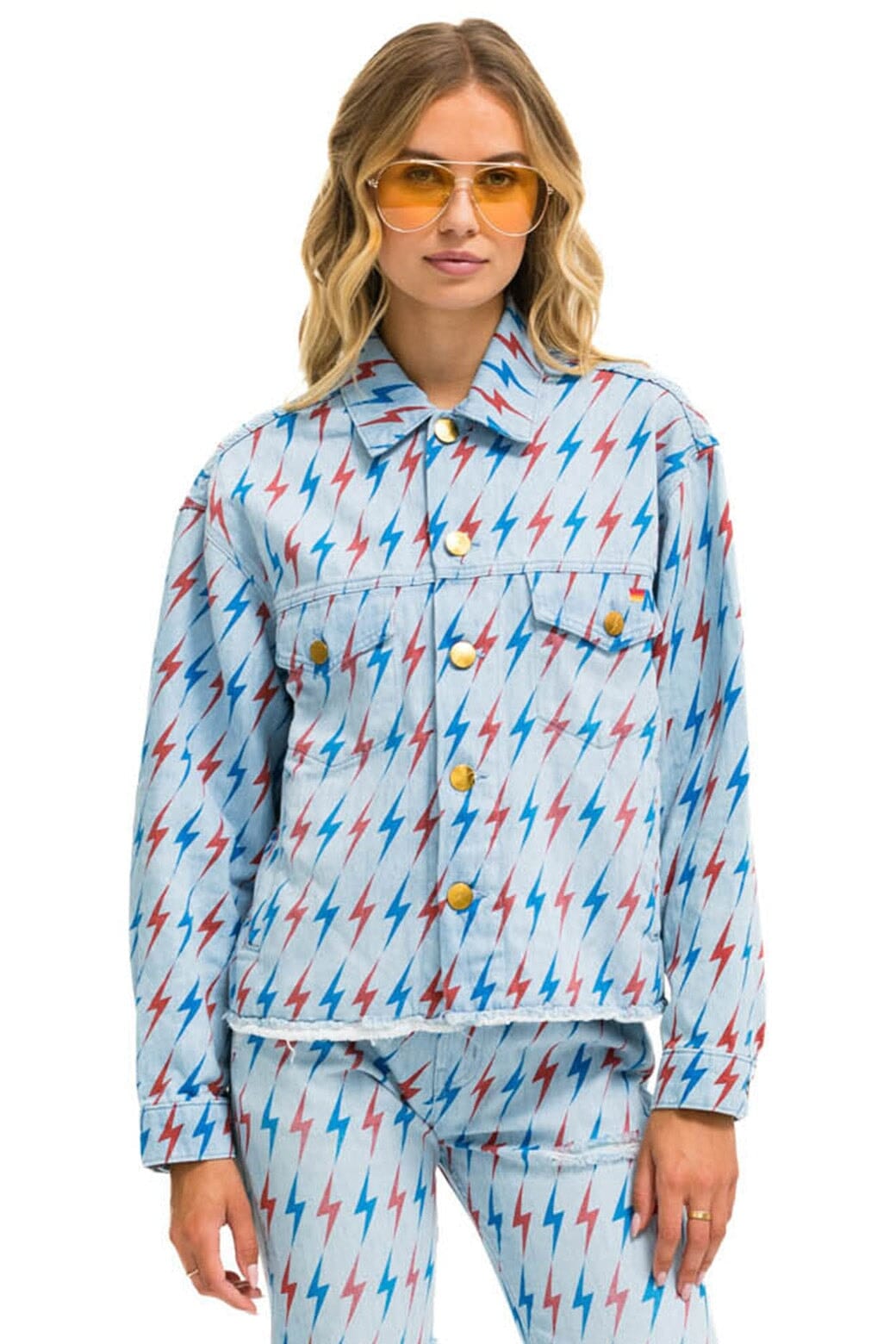 Retro AVIATOR BOLT OVERSIZED CUTOFF DENIM JACKET - SUPER LIGHT