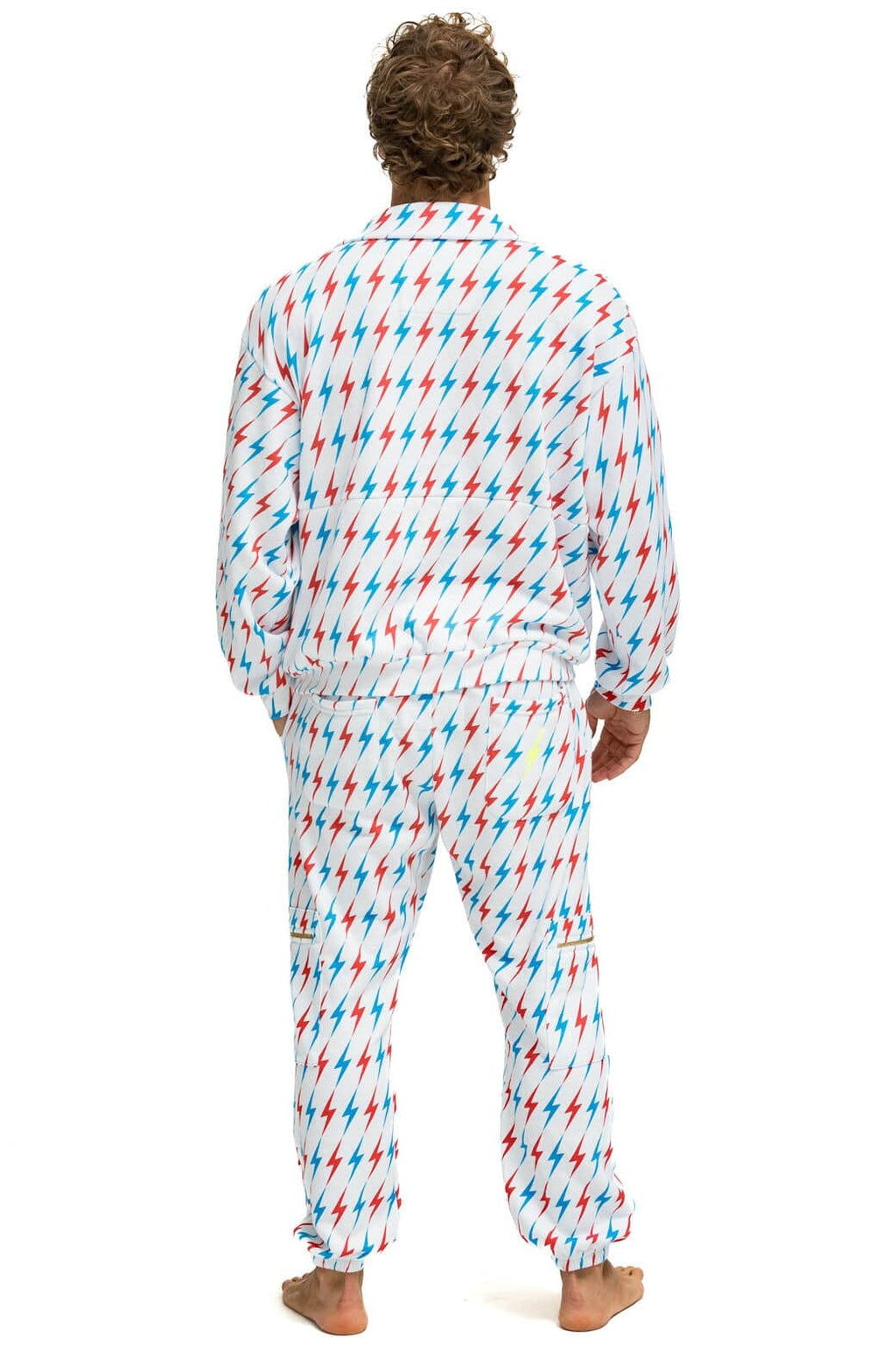 Retro AVIATOR BOLT EMBROIDERY SWEATPANTS - WHITE USA