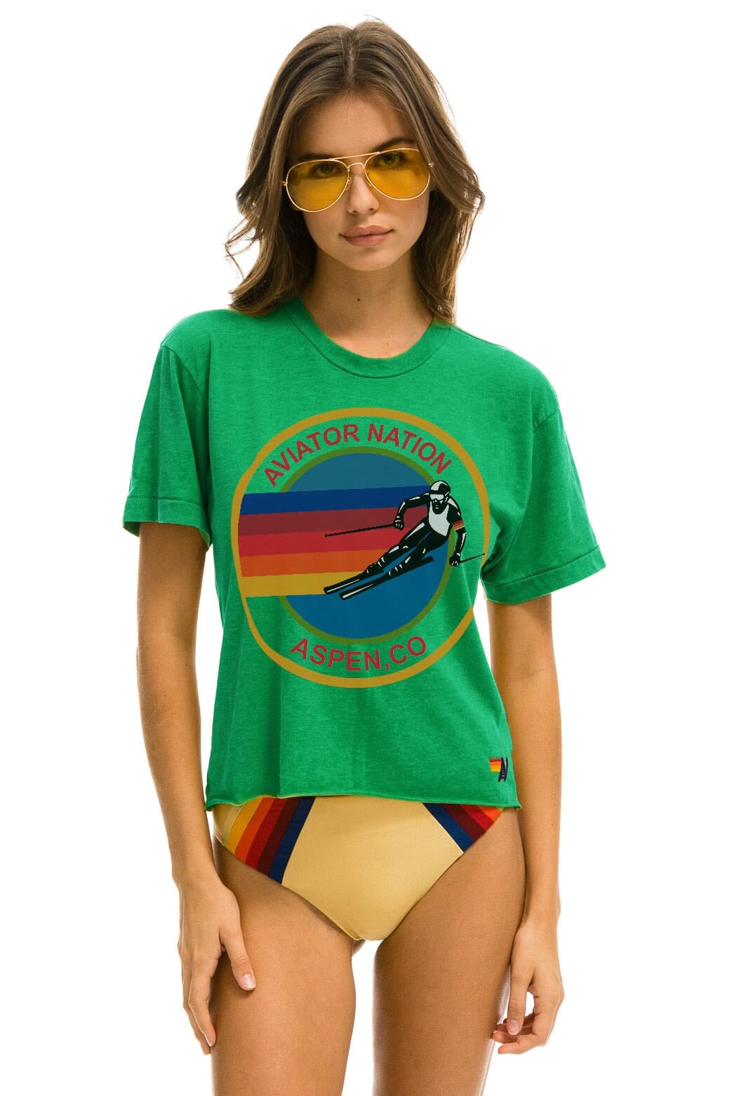 Retro AVIATOR NATION ASPEN BOYFRIEND TEE - KELLY GREEN