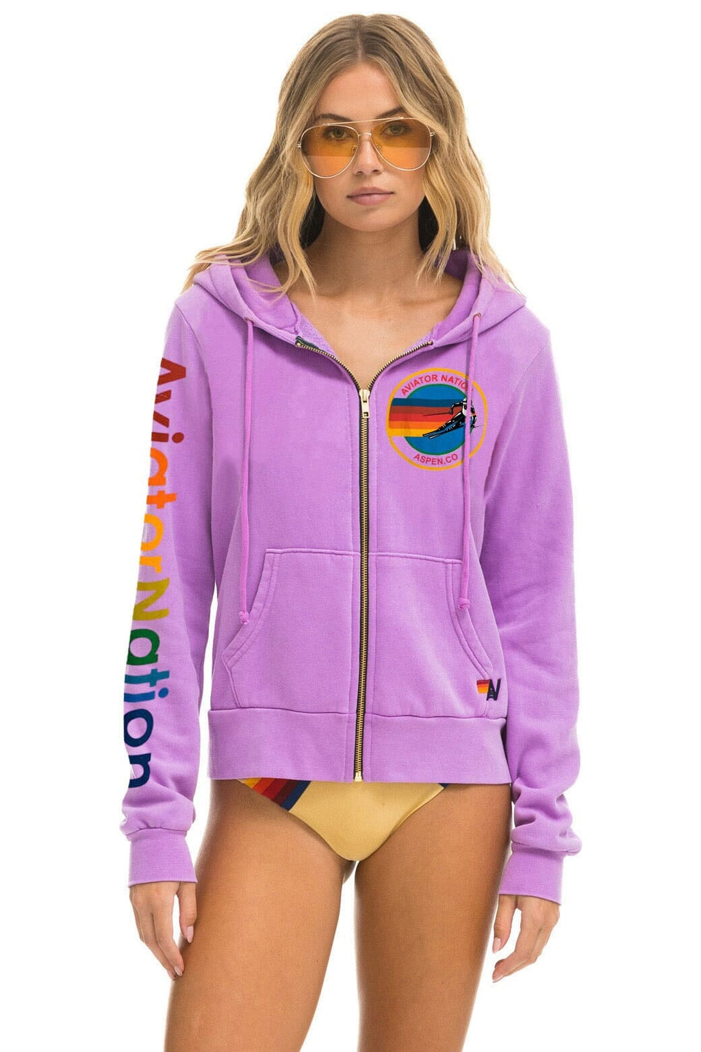 Retro AVIATOR NATION ASPEN HOODIE - NEON PURPLE