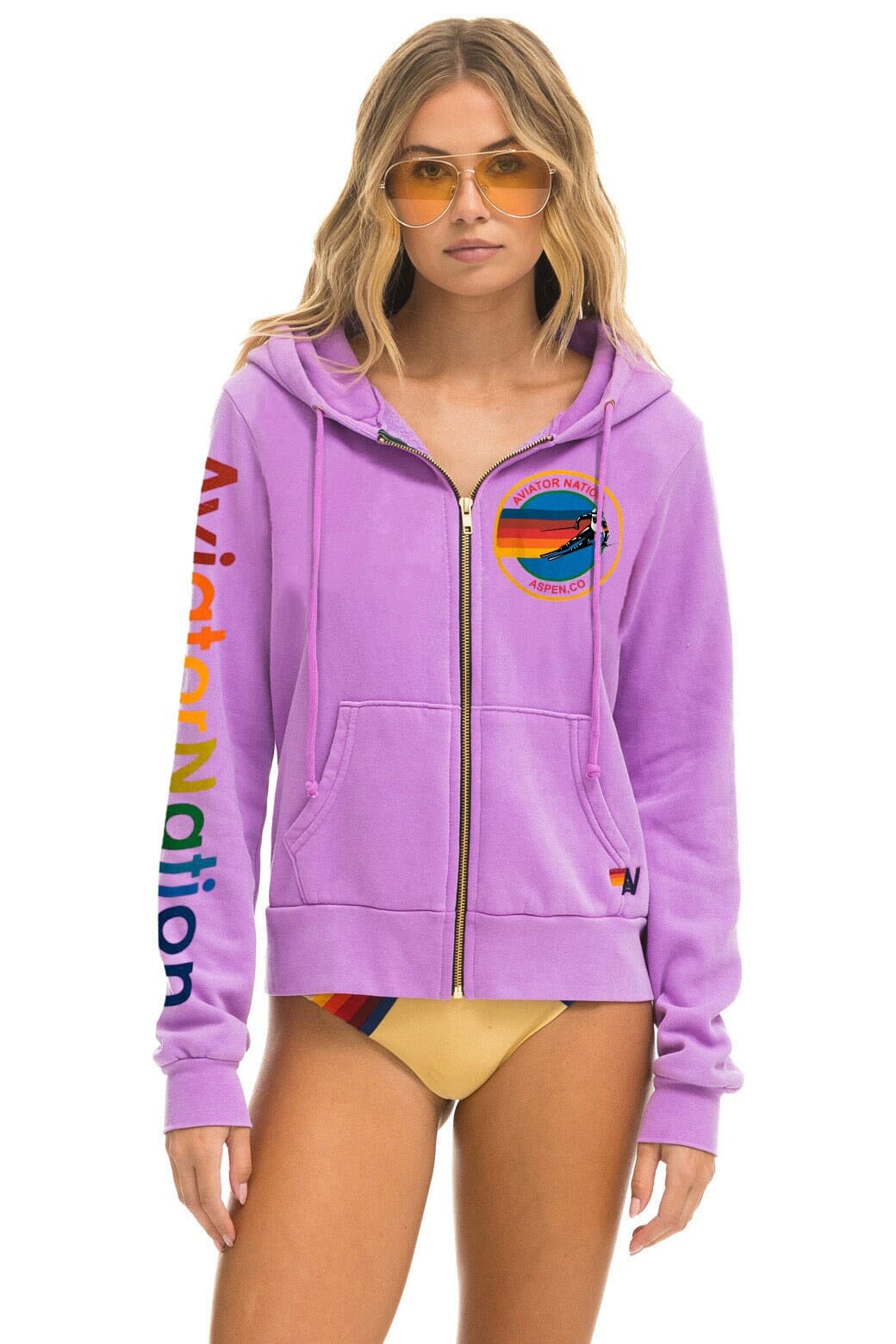 Retro AVIATOR NATION ASPEN HOODIE - NEON PURPLE