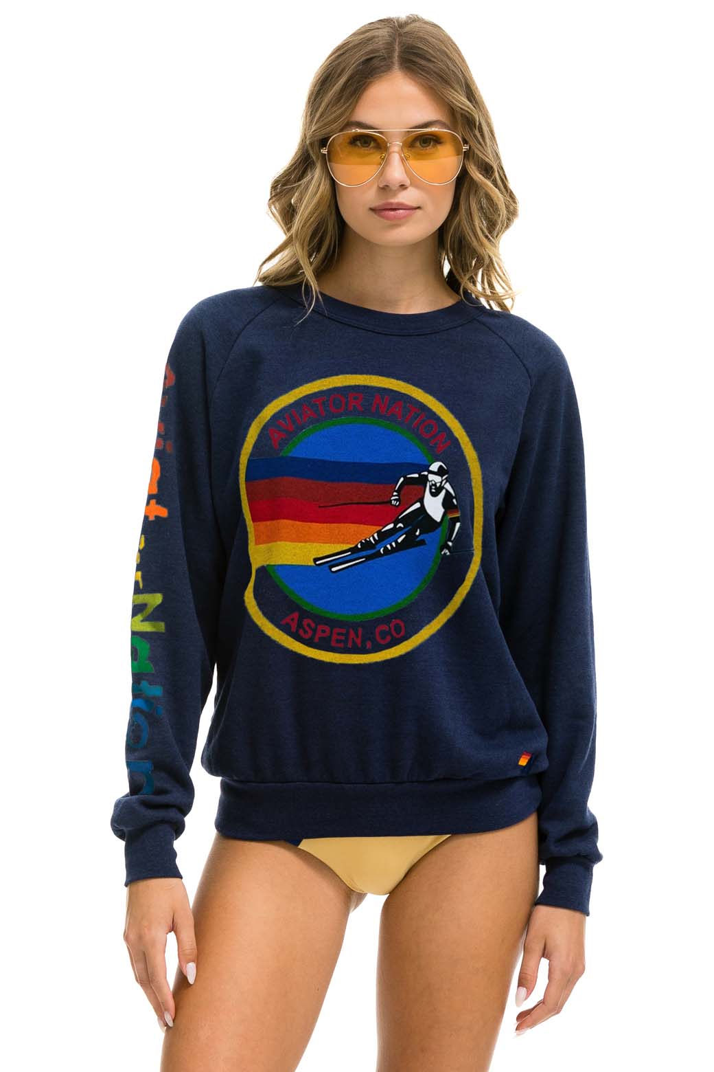 Retro AVIATOR NATION ASPEN CREW SWEATSHIRT - NAVY