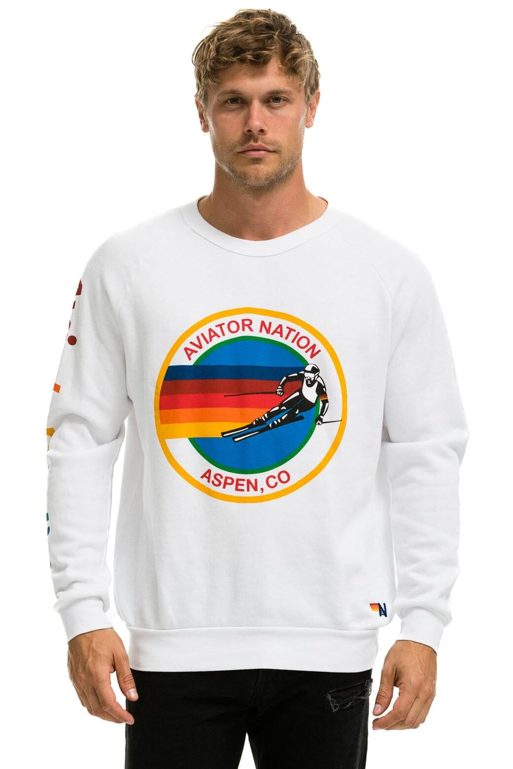 Retro AVIATOR NATION ASPEN SWEATSHIRT - WHITE