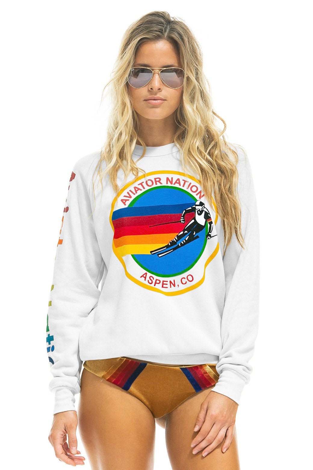 Retro AVIATOR NATION ASPEN SWEATSHIRT - WHITE