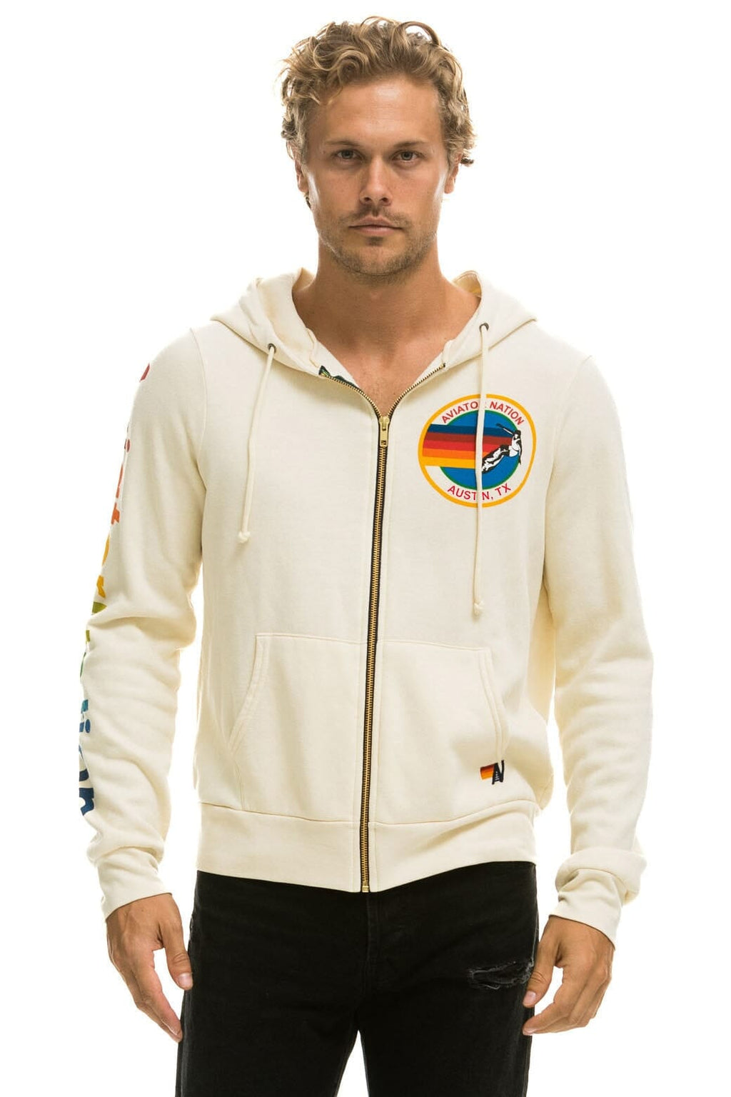 Retro AVIATOR NATION AUSTIN HOODIE - VINTAGE WHITE