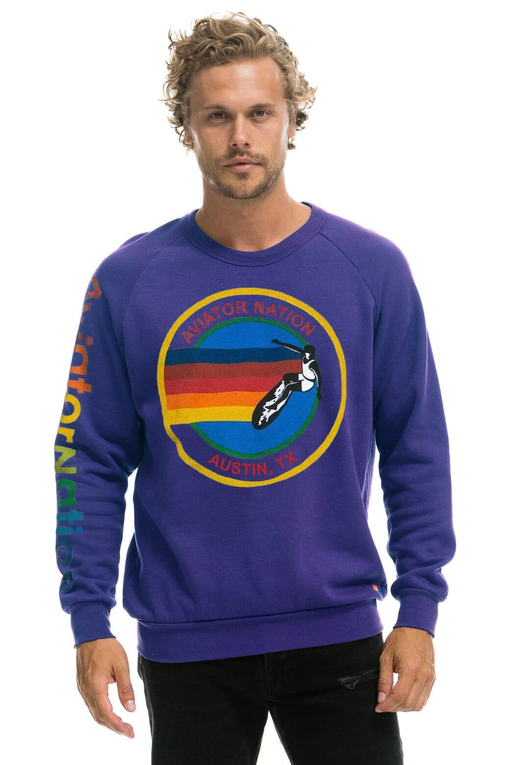 Retro AVIATOR NATION AUSTIN SWEATSHIRT - PURPLE