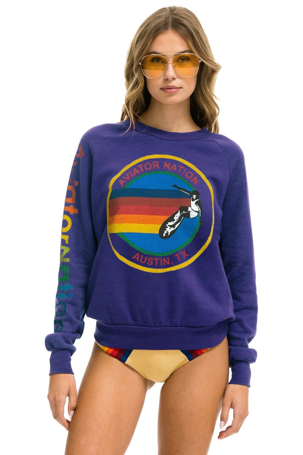 Retro AVIATOR NATION AUSTIN SWEATSHIRT - PURPLE