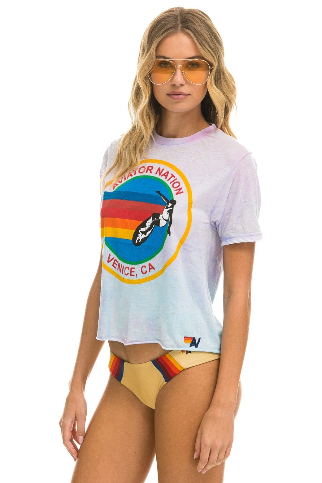 Retro AVIATOR NATION BOYFRIEND TEE - TIE DYE BUBBLEGUM