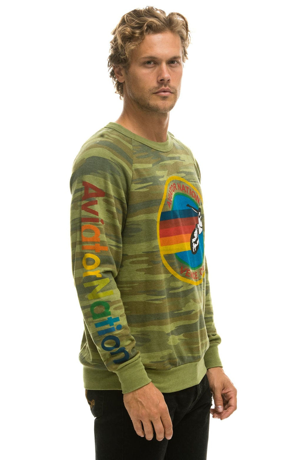 Retro AVIATOR NATION VENICE CREW SWEATSHIRT - CAMO