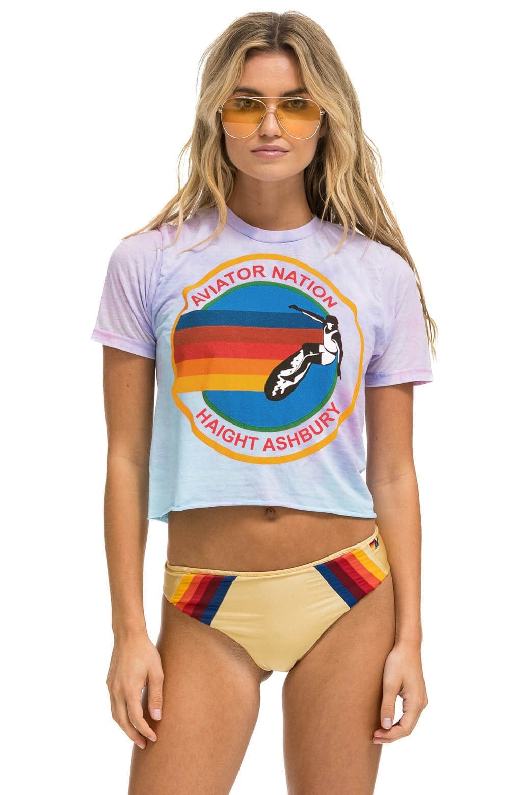 Retro AVIATOR NATION HAIGHT ASHBURY BOYFRIEND TEE - TIE DYE BUBBLEGUM