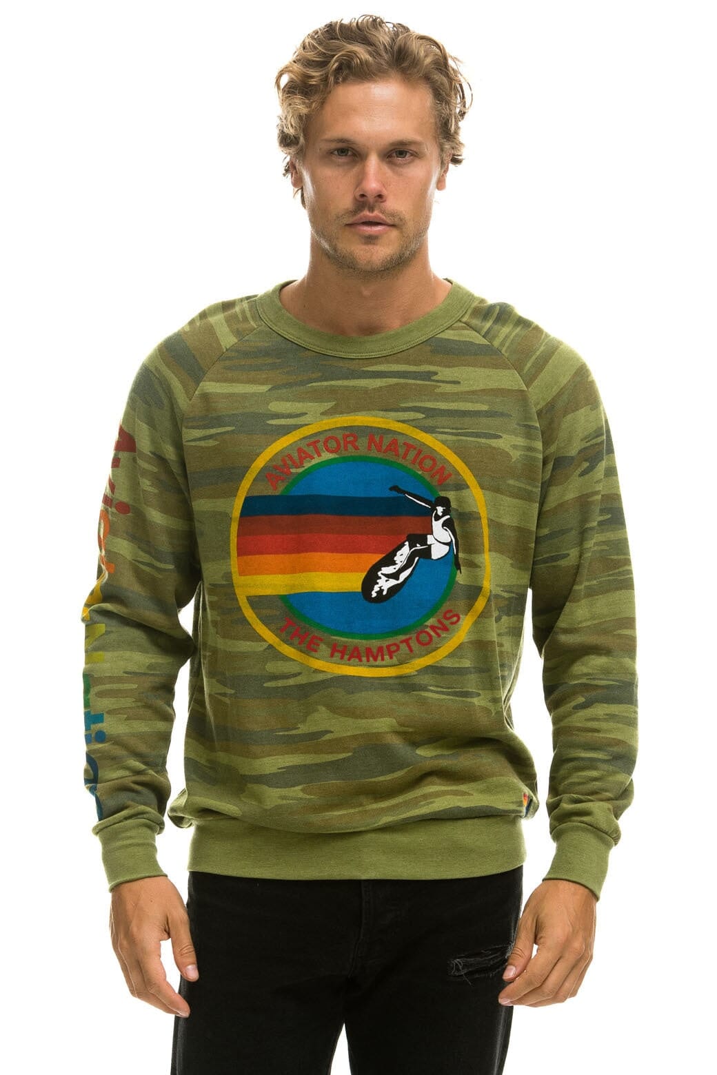 Retro AVIATOR NATION HAMPTONS CREW SWEATSHIRT - CAMO