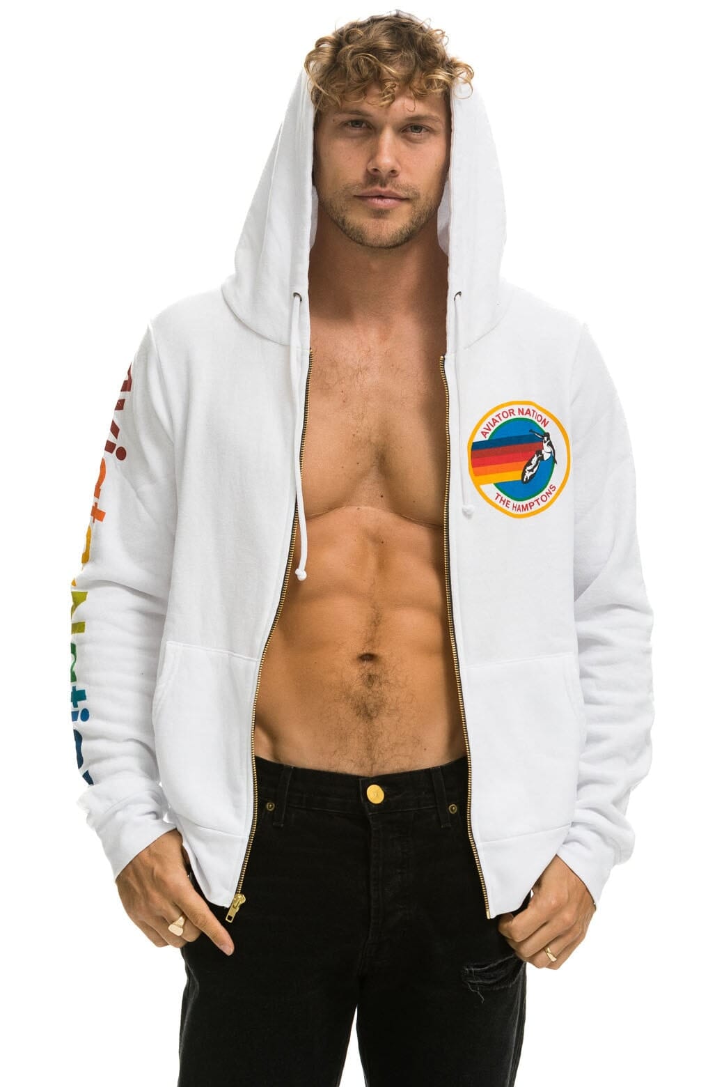 Retro AVIATOR NATION HAMPTONS HOODIE - WHITE