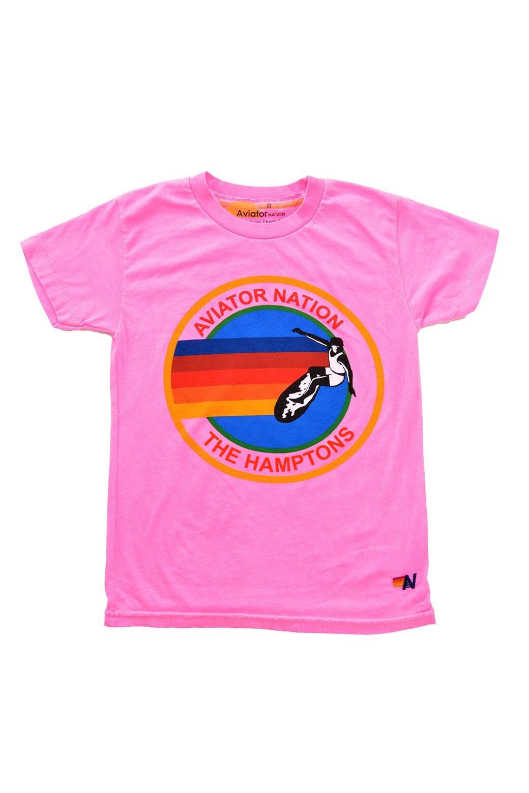 Retro KIDS AVIATOR NATION HAMPTONS TEE - NEON PINK