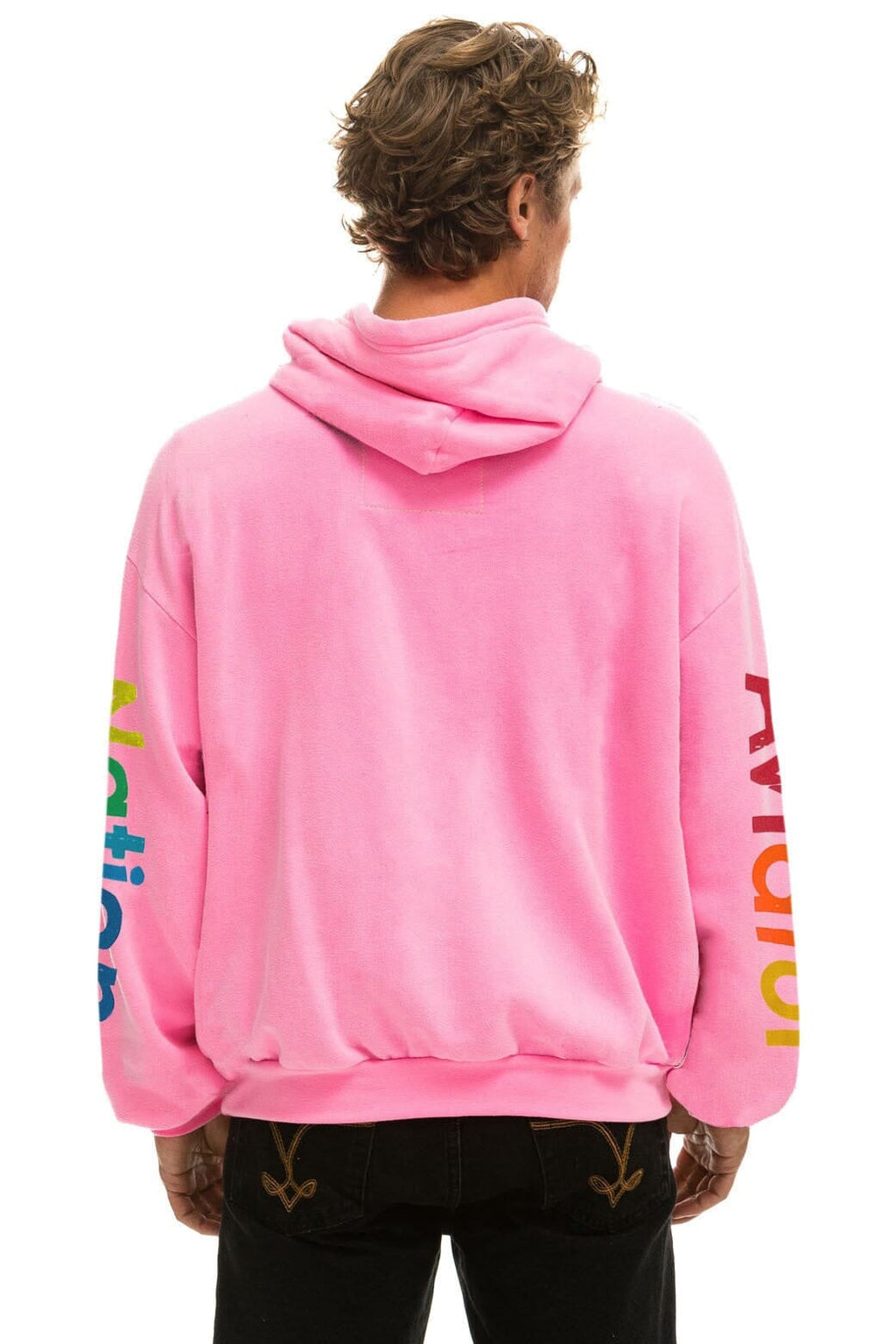Retro AVIATOR NATION HAMPTONS RELAXED PULLOVER HOODIE - NEON PINK