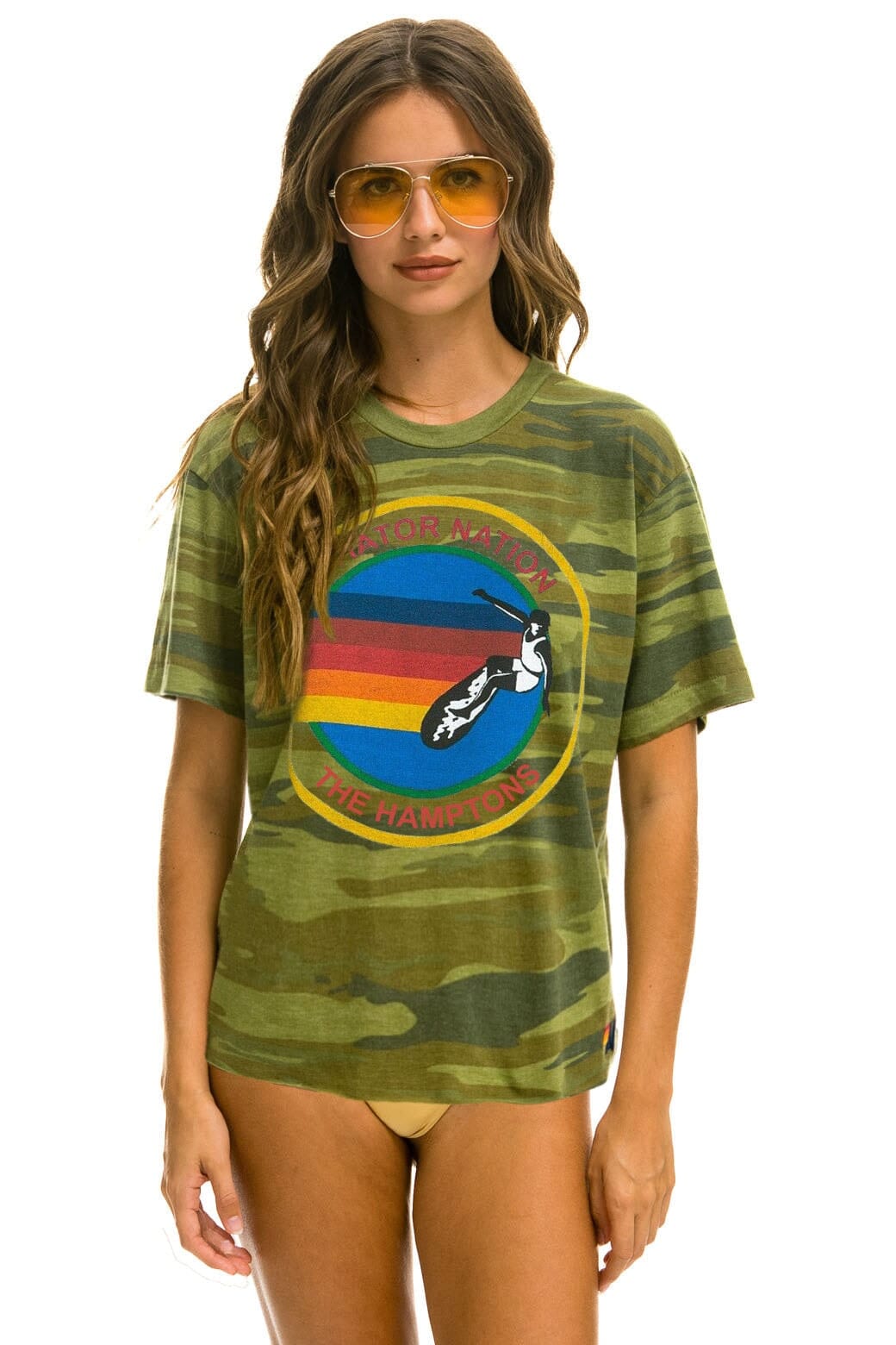 Retro AVIATOR NATION HAMPTONS UNISEX CREW TEE - CAMO