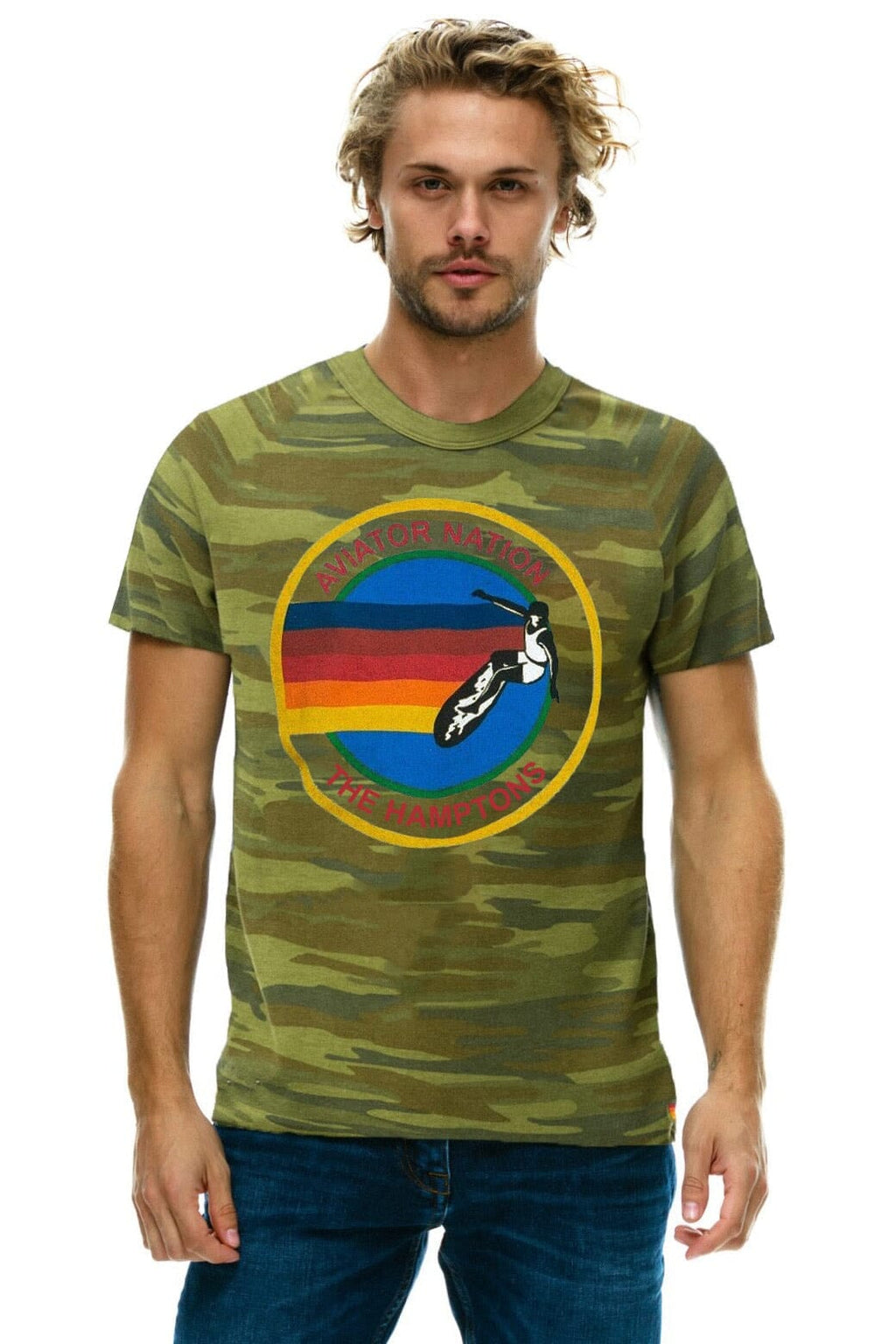 Retro AVIATOR NATION HAMPTONS UNISEX CREW TEE - CAMO