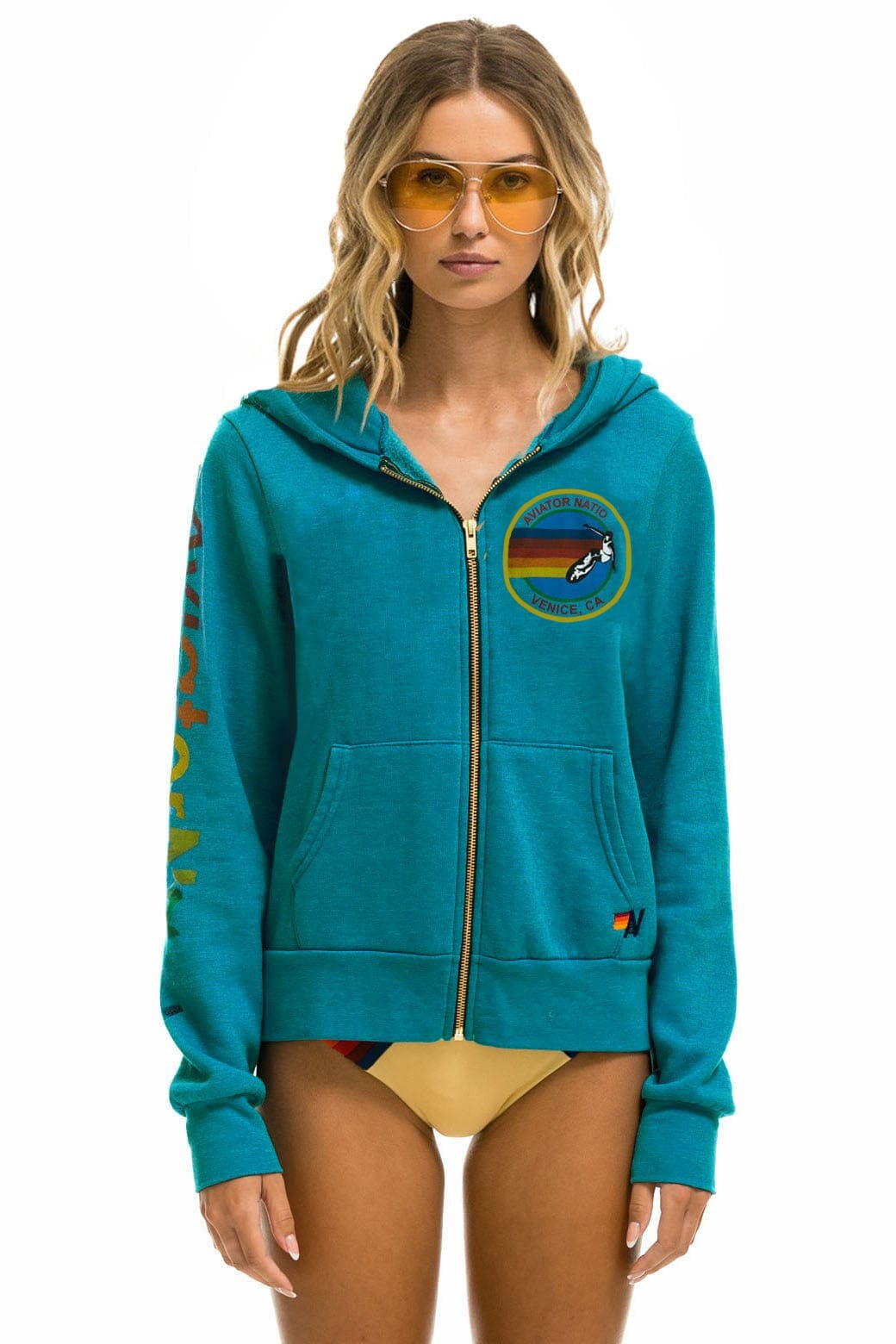 Retro AVIATOR NATION VENICE HOODIE - TEAL