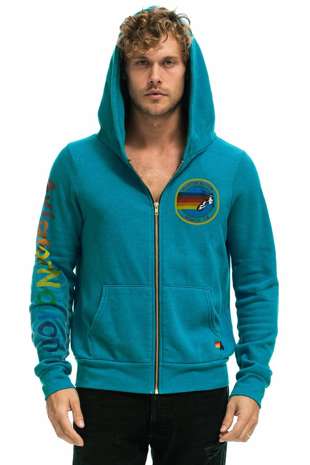 Retro AVIATOR NATION VENICE HOODIE - TEAL