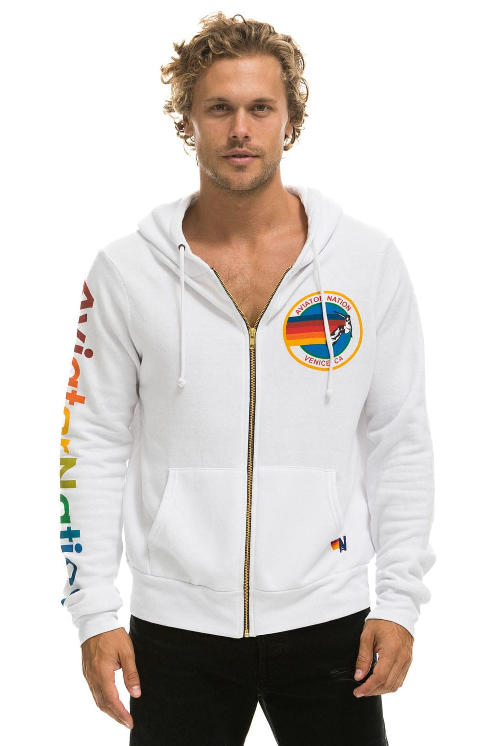 Retro AVIATOR NATION VENICE HOODIE - WHITE