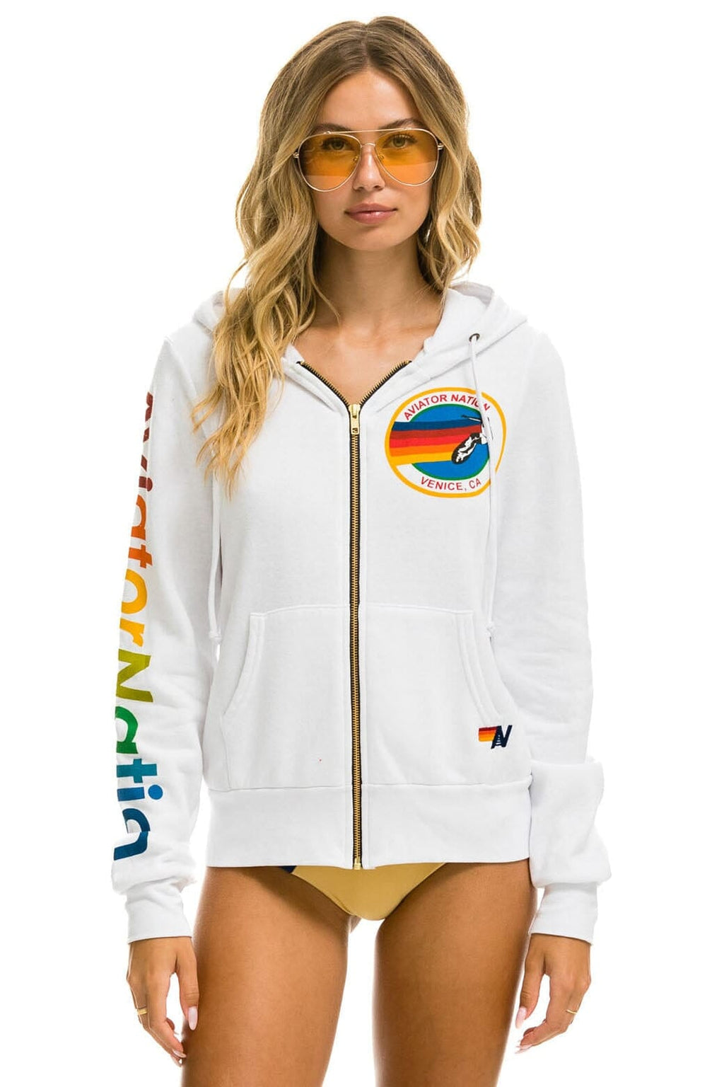 Retro AVIATOR NATION VENICE HOODIE - WHITE