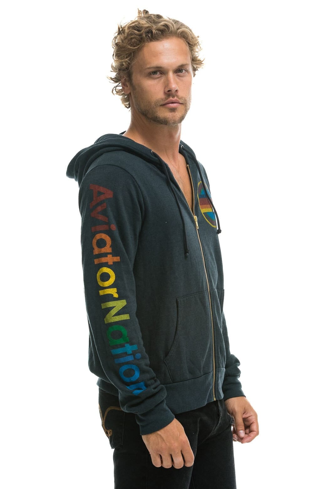 Retro AVIATOR NATION LAS VEGAS ZIP HOODIE - CHARCOAL