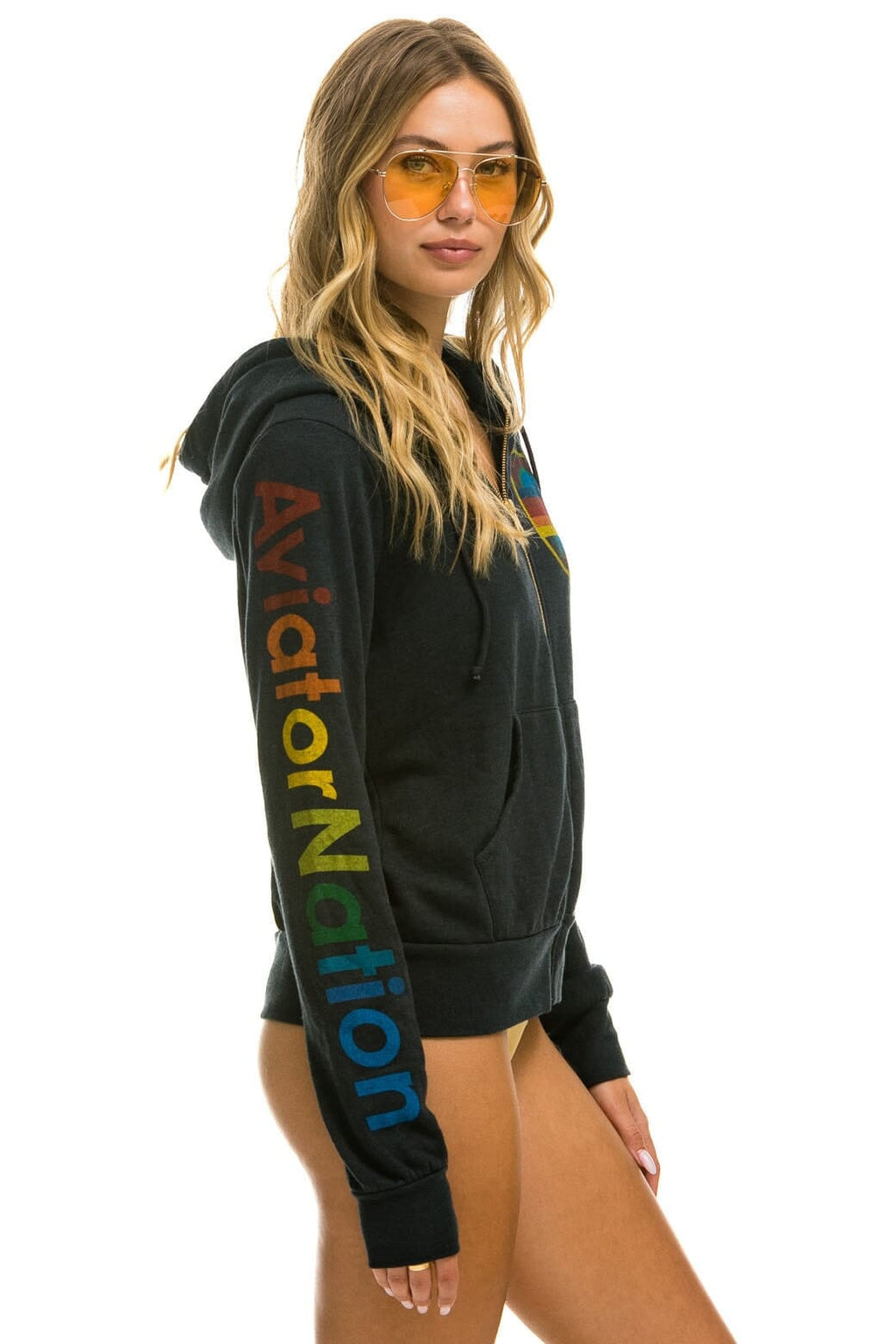 Retro AVIATOR NATION LAS VEGAS ZIP HOODIE - CHARCOAL