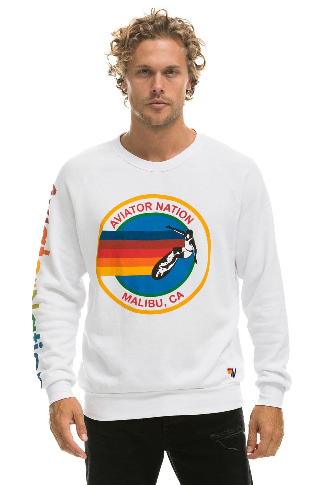 Retro AVIATOR NATION MALIBU SWEATSHIRT - WHITE