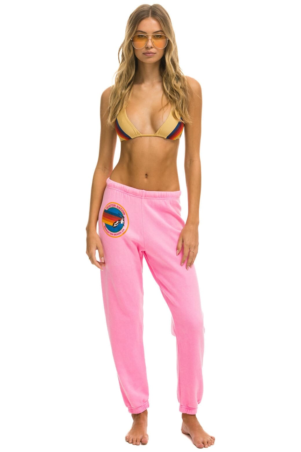 Retro AVIATOR NATION MANHATTAN BEACH SWEATPANTS - NEON PINK