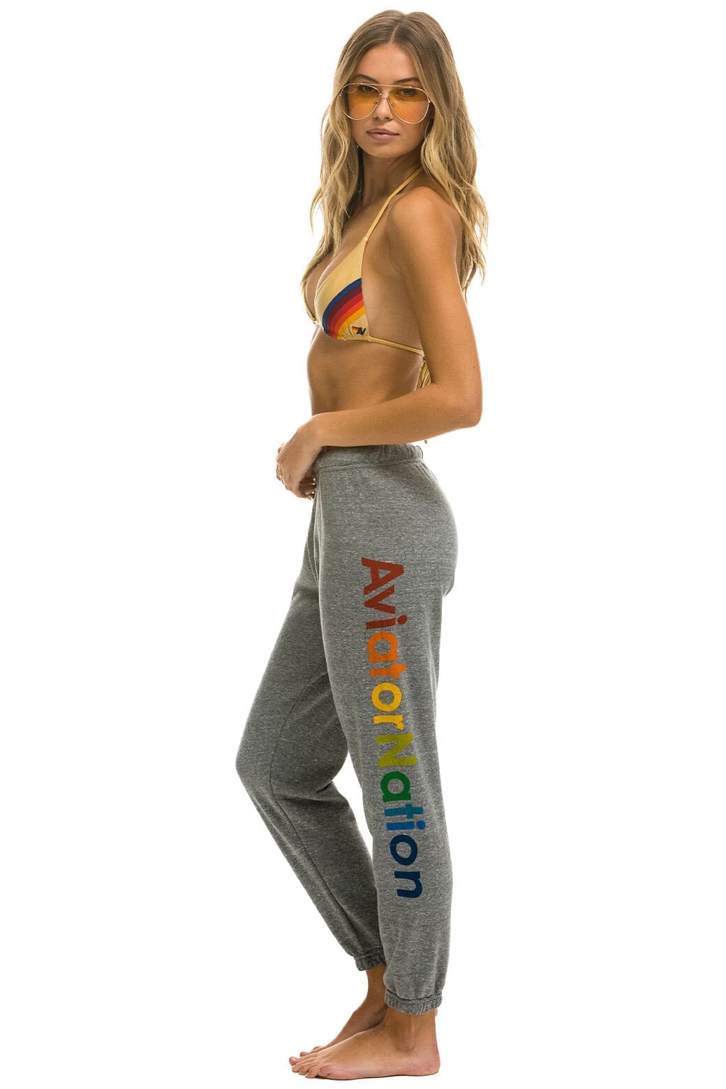 Retro AVIATOR NATION MIAMI SWEATPANTS - HEATHER GREY