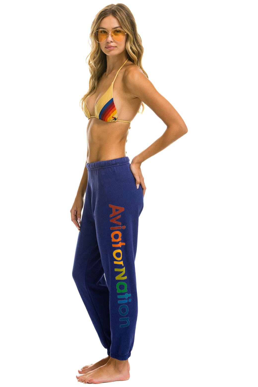 Retro AVIATOR NATION MIAMI SWEATPANTS - PURPLE