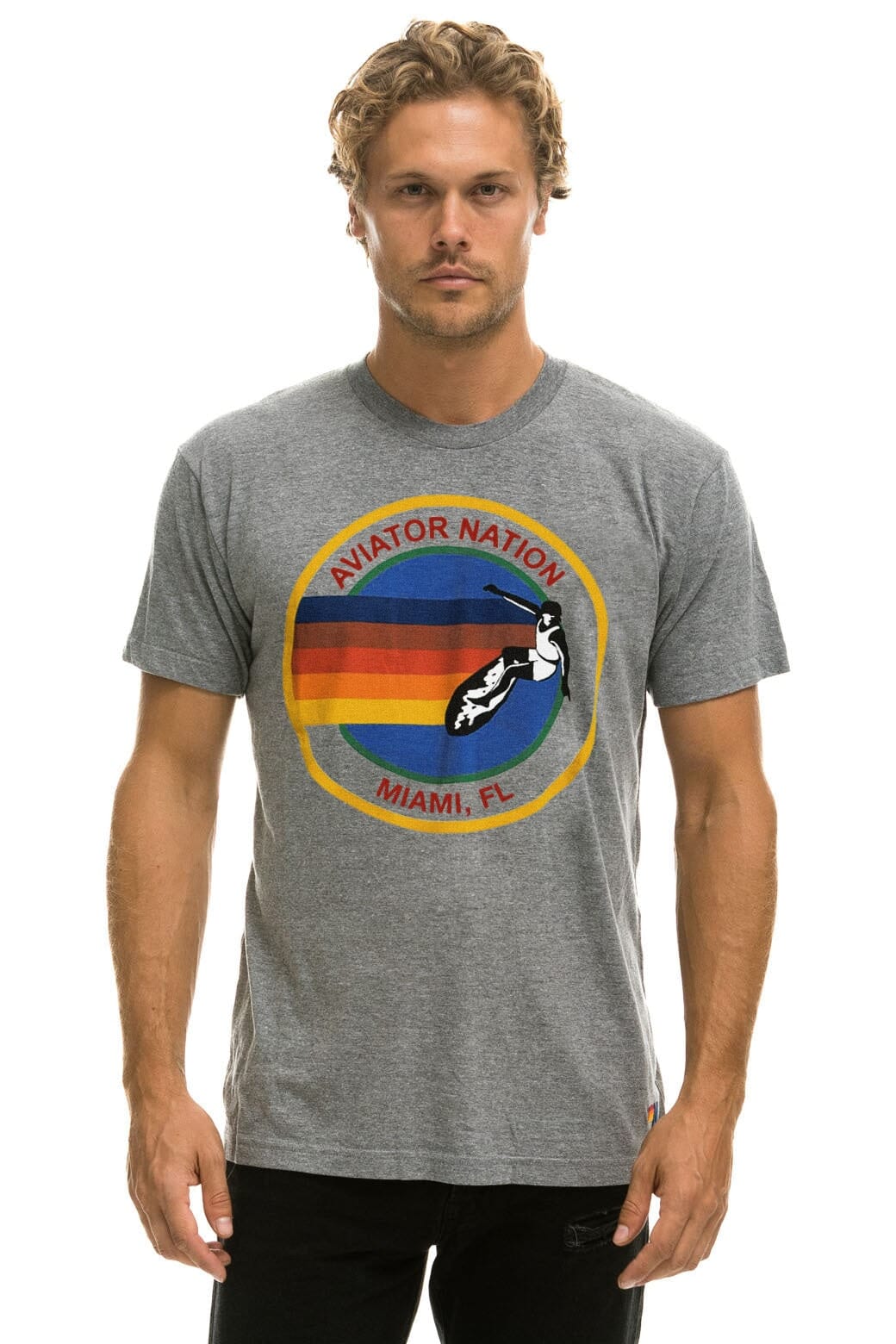 Retro AVIATOR NATION MIAMI TEE - HEATHER GREY