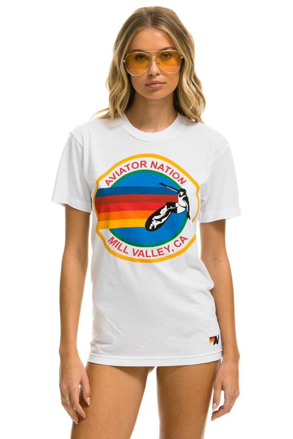 Retro AVIATOR NATION MILL VALLEY CREW TEE SHIRT - WHITE