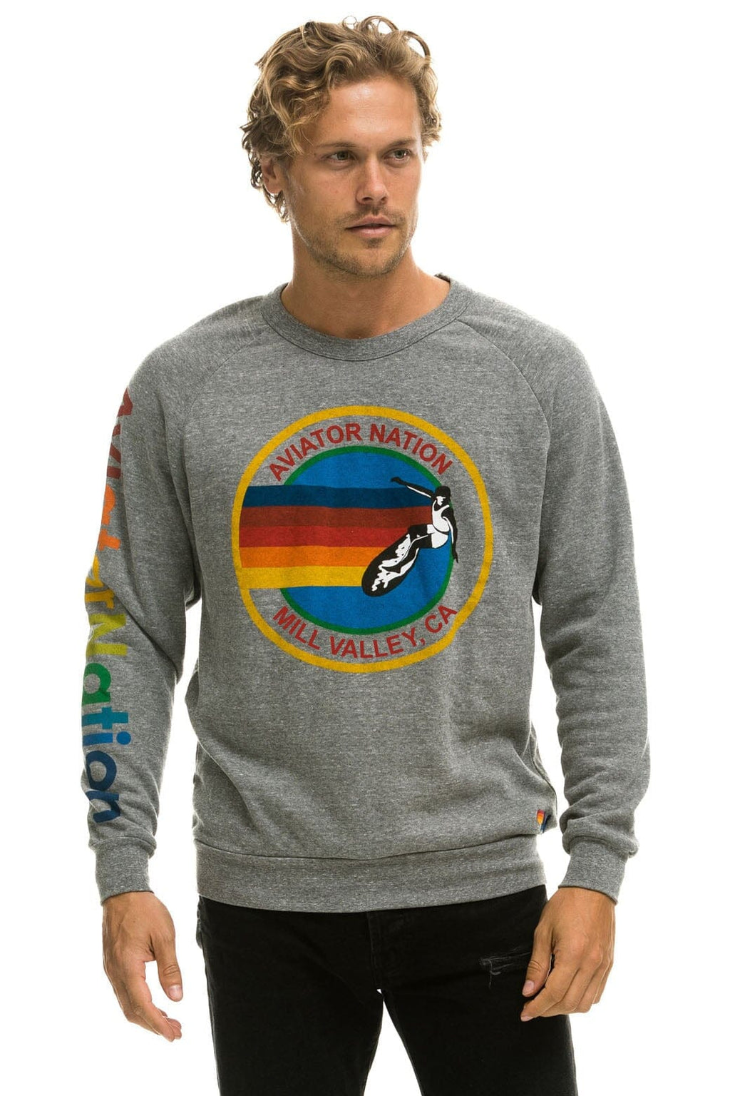 Retro AVIATOR NATION MILL VALLEY SWEATSHIRT - HEATHER GREY