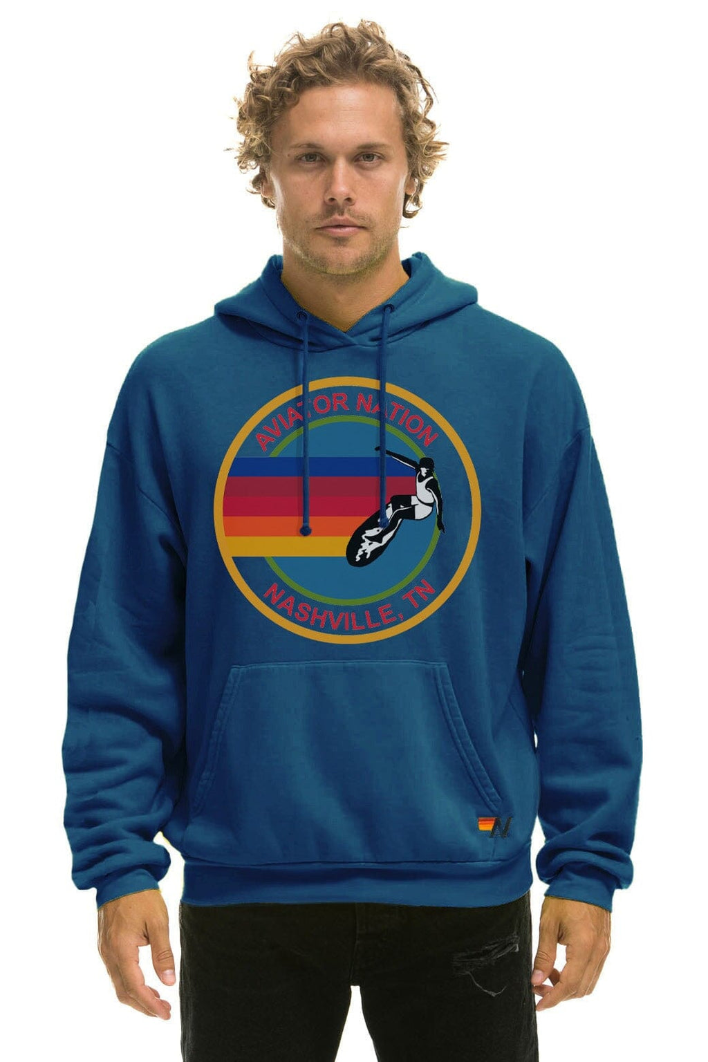 Retro AVIATOR NATION NASHVILLE RELAXED PULLOVER HOODIE - ROYAL