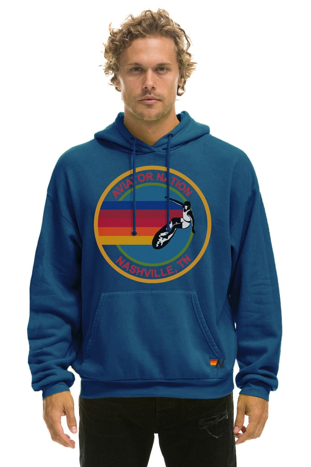 Retro AVIATOR NATION NASHVILLE RELAXED PULLOVER HOODIE - ROYAL