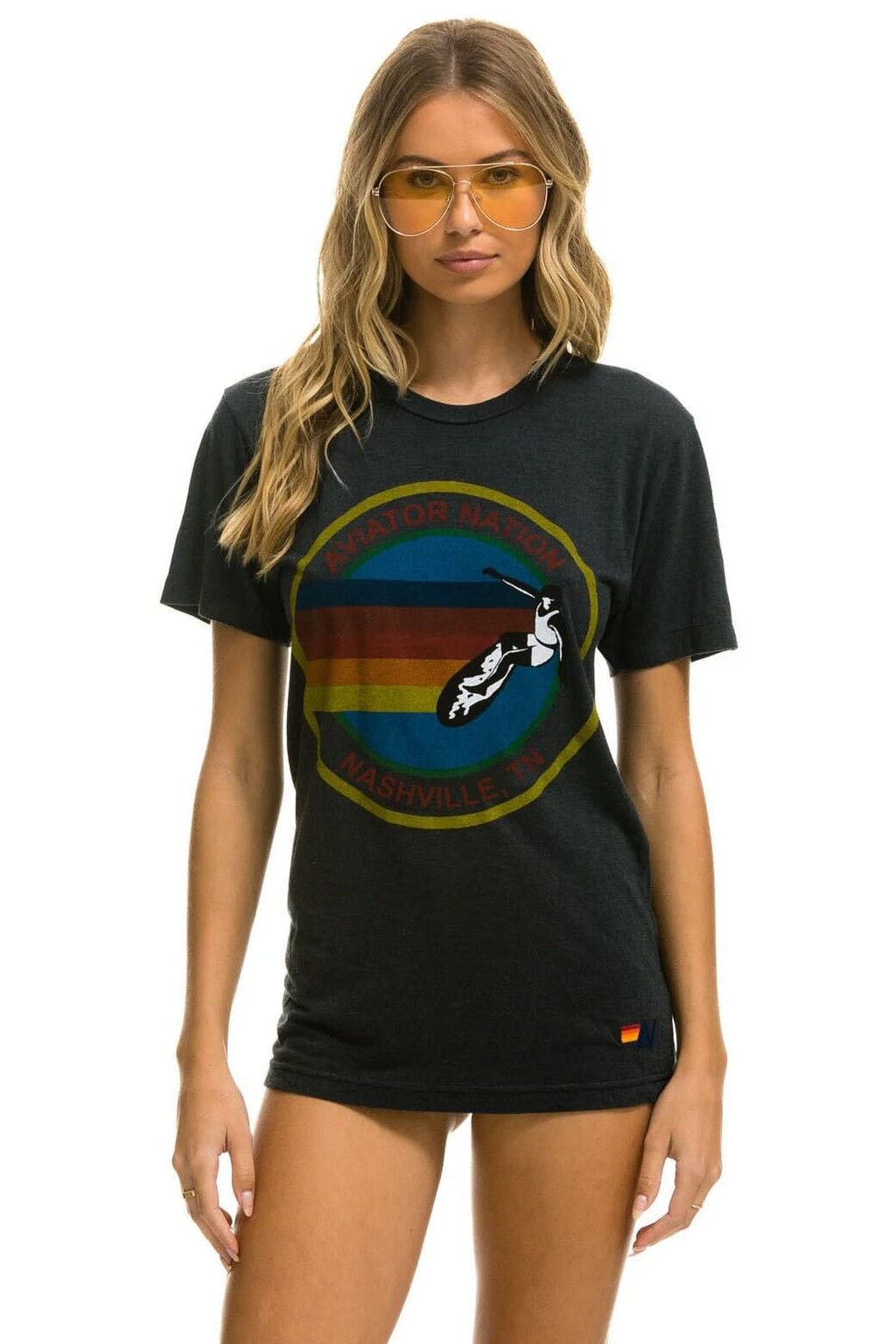 Retro AVIATOR NATION NASHVILLE TEE - CHARCOAL