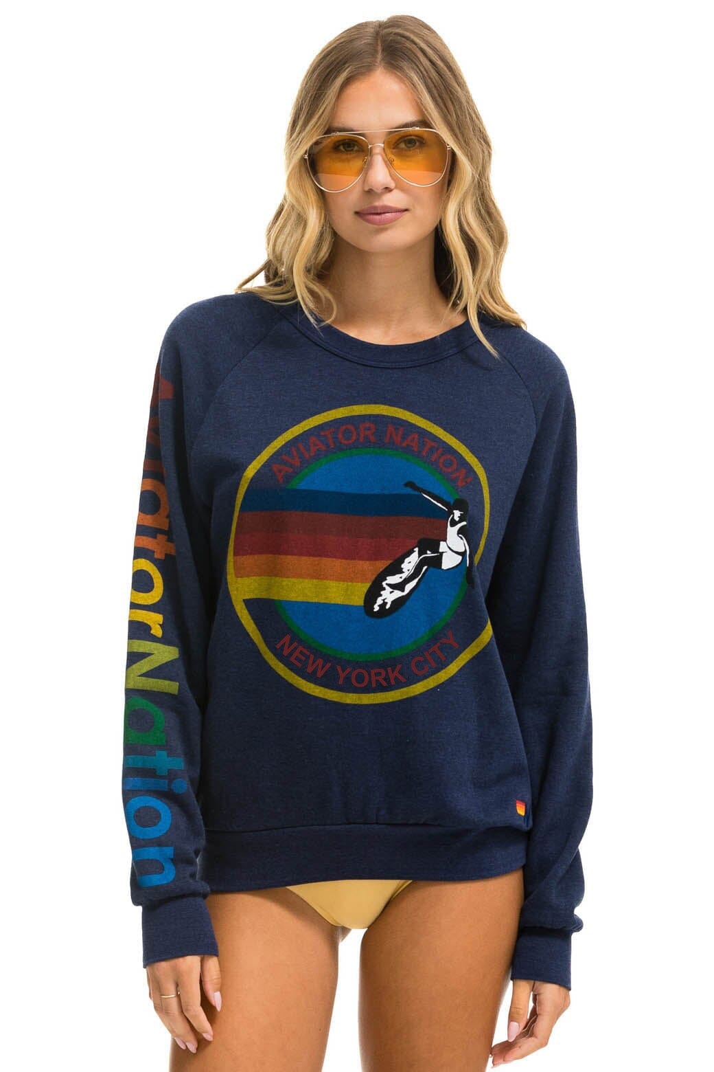 Retro AVIATOR NATION NEW YORK CITY CREW SWEATSHIRT - NAVY