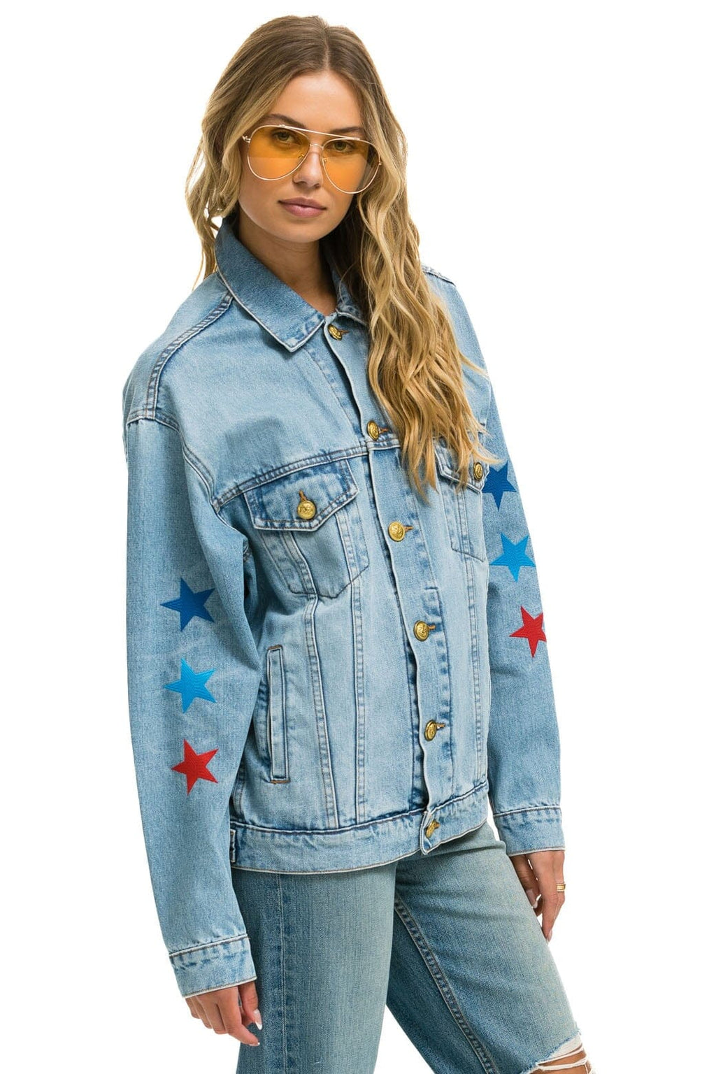 Retro AVIATOR NATION OVERSIZED CONCERT DENIM JACKET - SUPER LIGHT