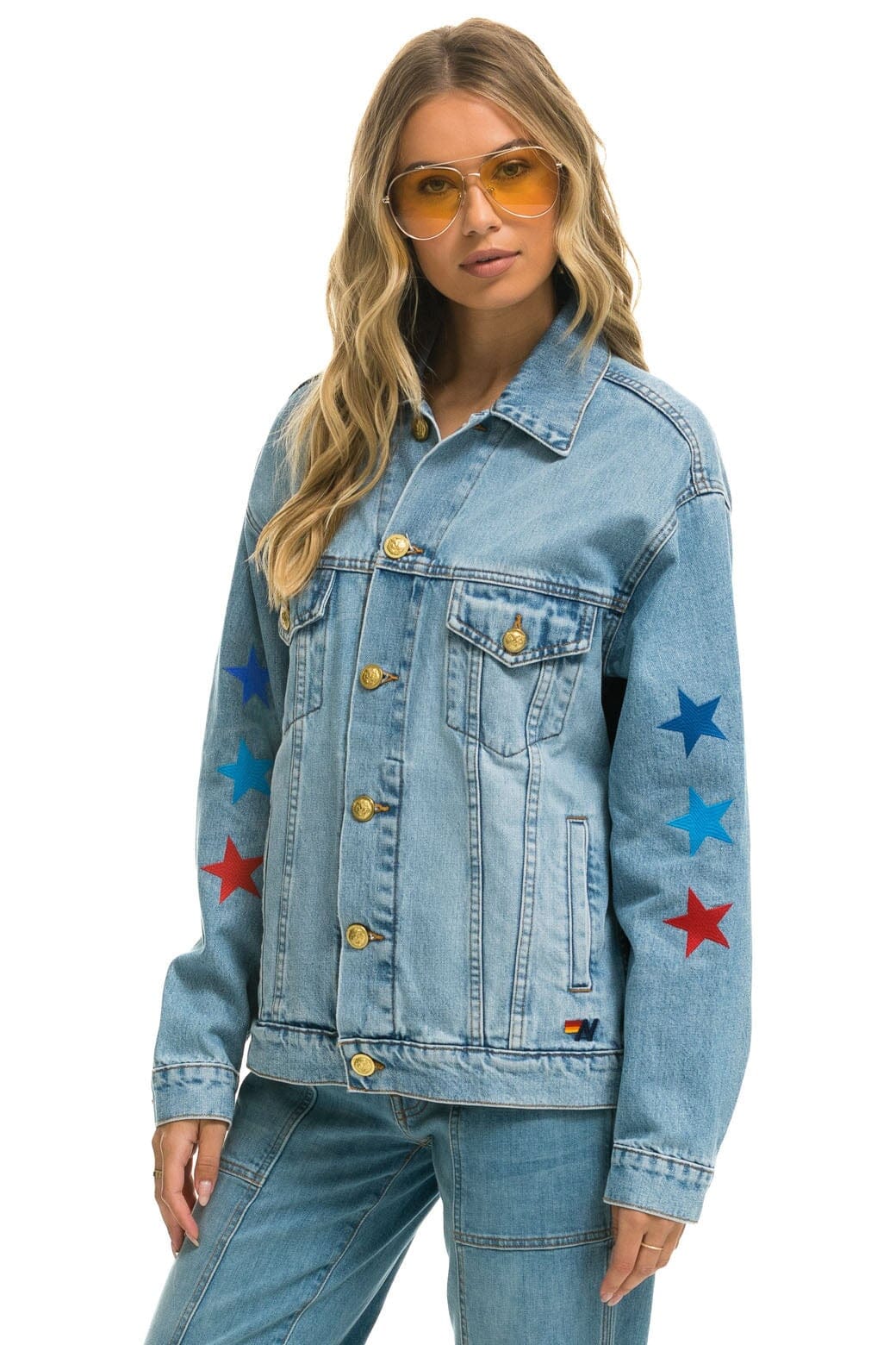 Retro AVIATOR NATION OVERSIZED CONCERT DENIM JACKET - SUPER LIGHT