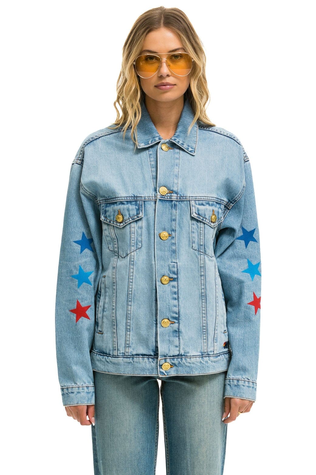 Retro AVIATOR NATION OVERSIZED CONCERT DENIM JACKET - SUPER LIGHT
