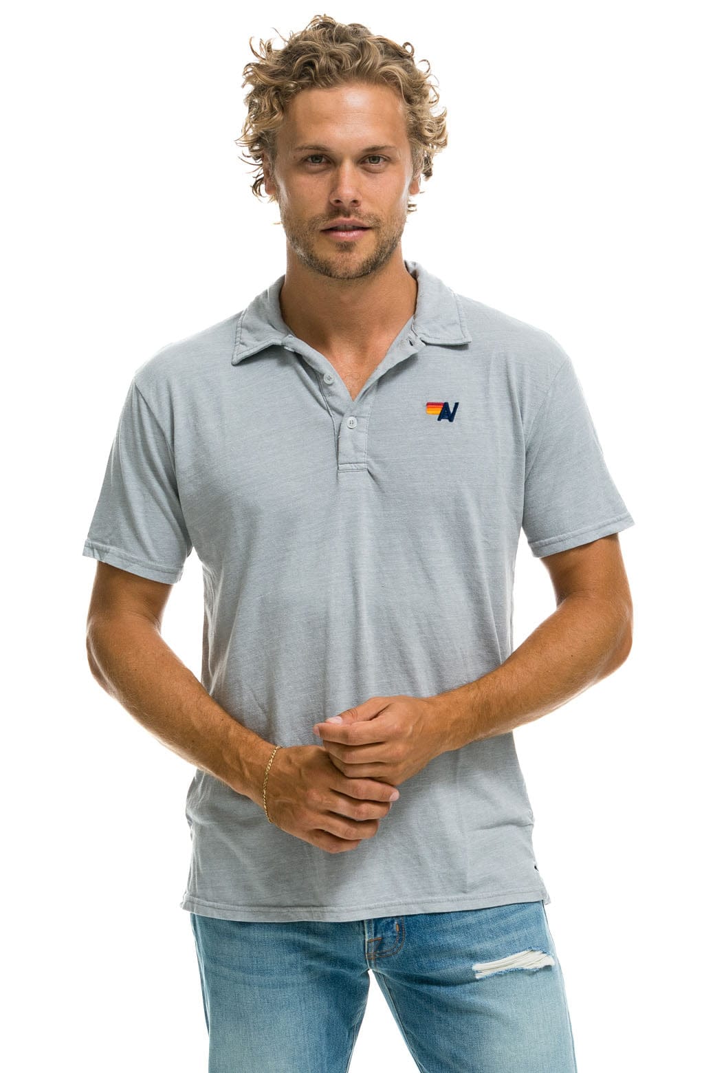 Retro AVIATOR NATION POLO - LIGHT GREY