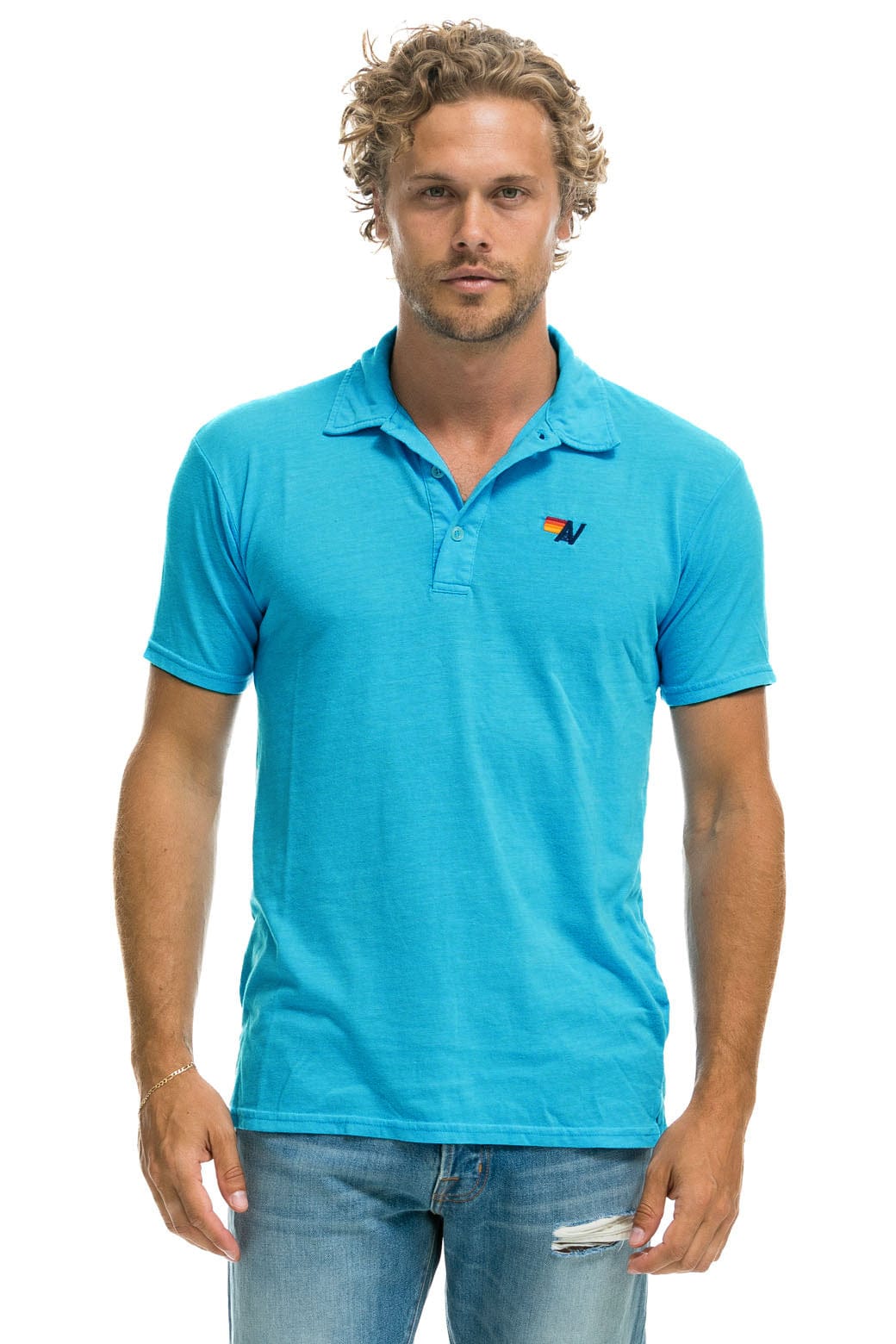 Retro AVIATOR NATION POLO - NEON BLUE